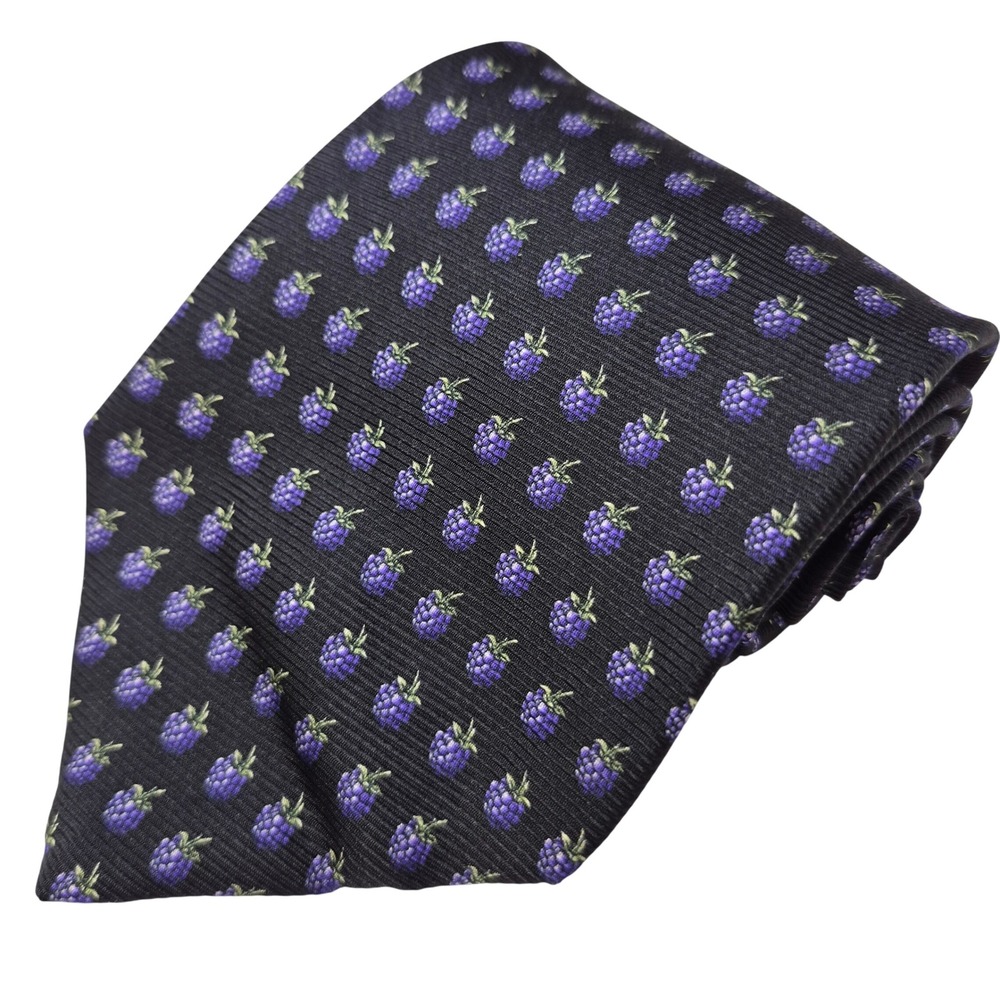 Brooks Brothers Basics‎ Repp Tie Mens Black Purple Blackberry Foulard Silk USA